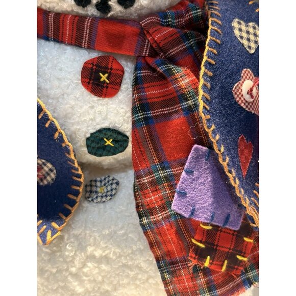 Patchwork Snowman Plush Christmas Weighted International Silver Co Let it Snow - Picture 6 of 9